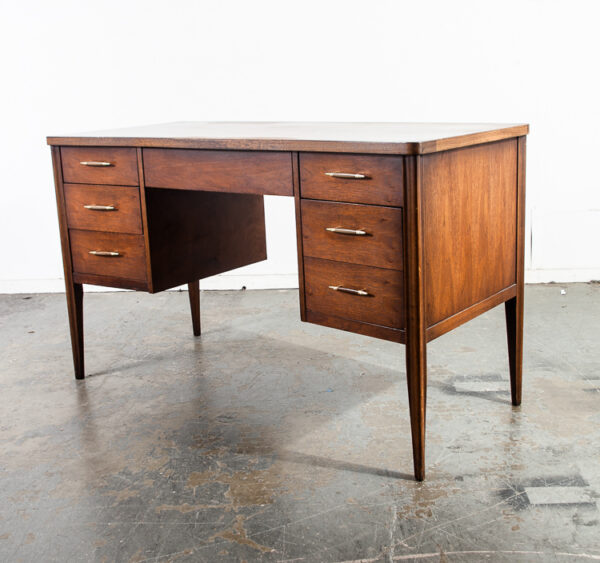 Mid Century Modern Desk Office Executive Broyhill Saga Vintage Walnut