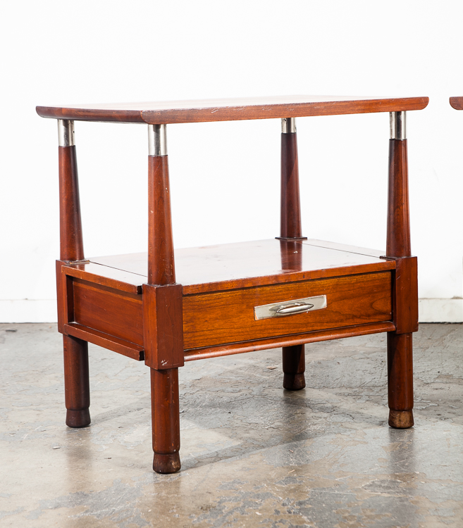 Mid Century Modern Nightstands End Tables Side Solid Cherry Wood Willett Vintage - Image 3