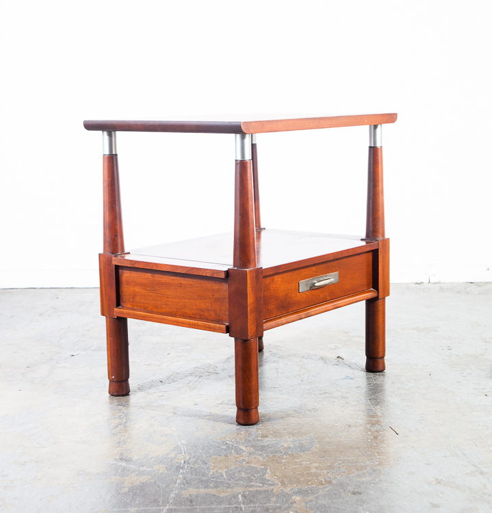 Mid Century Modern Nightstands End Tables Side Solid Cherry Wood Willett Vintage - Image 7