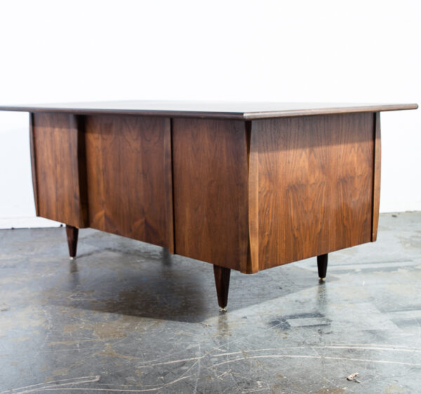 Mid Century Modern Desk Office Large Executive Vintage Drawers File Walnut Wood - Image 3
