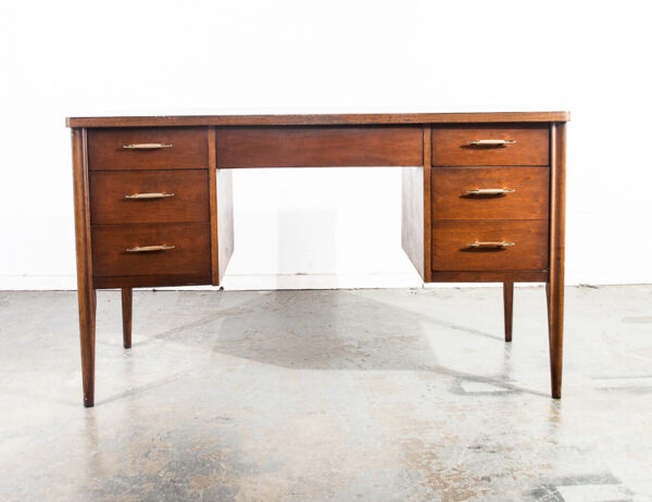 Mid Century Modern Desk Office Executive Broyhill Saga Vintage Walnut - Image 2