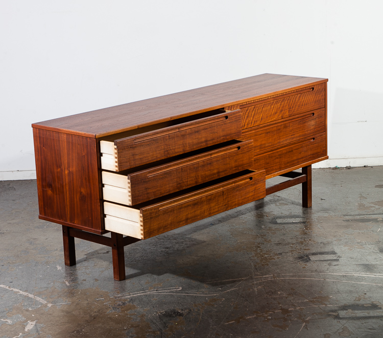 Mid Century Danish Modern Dresser Credenza Teak Torring Nils Jonsson 6 Drawer VG - Image 3