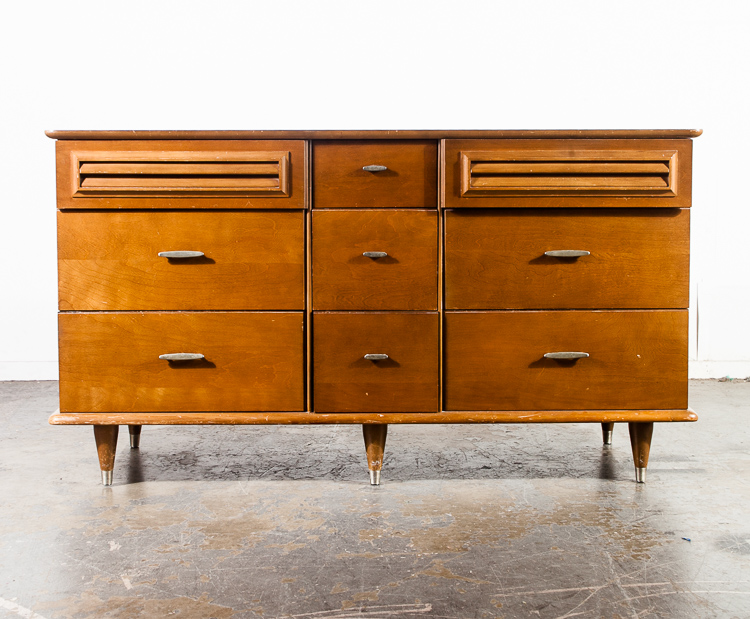 Mid Century Modern Dresser Credenza Low Solid Wood 9 Drawer Vintage Lane Drexel - Image 9