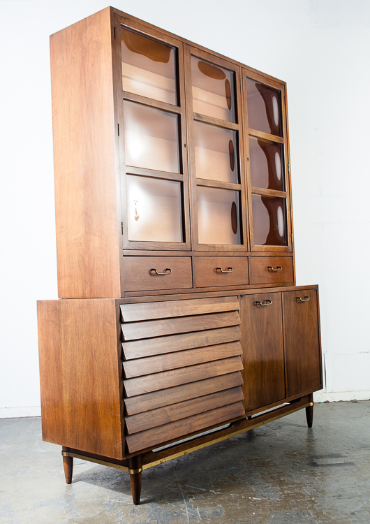 Mid Century Modern Credenza China Cabinet American Martinsville Vintage Mcm Dania Display Hutch - Image 3