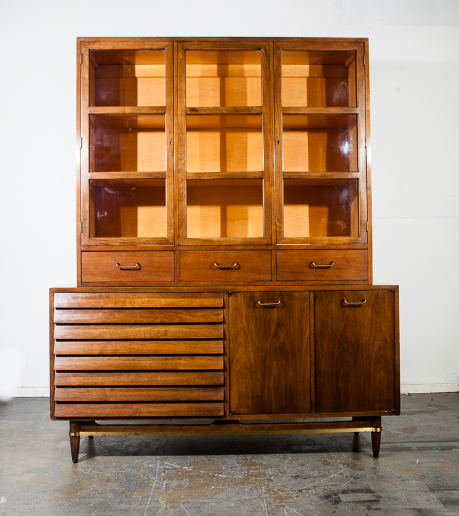 Mid Century Modern Credenza China Cabinet American Martinsville Vintage Mcm Dania Display Hutch