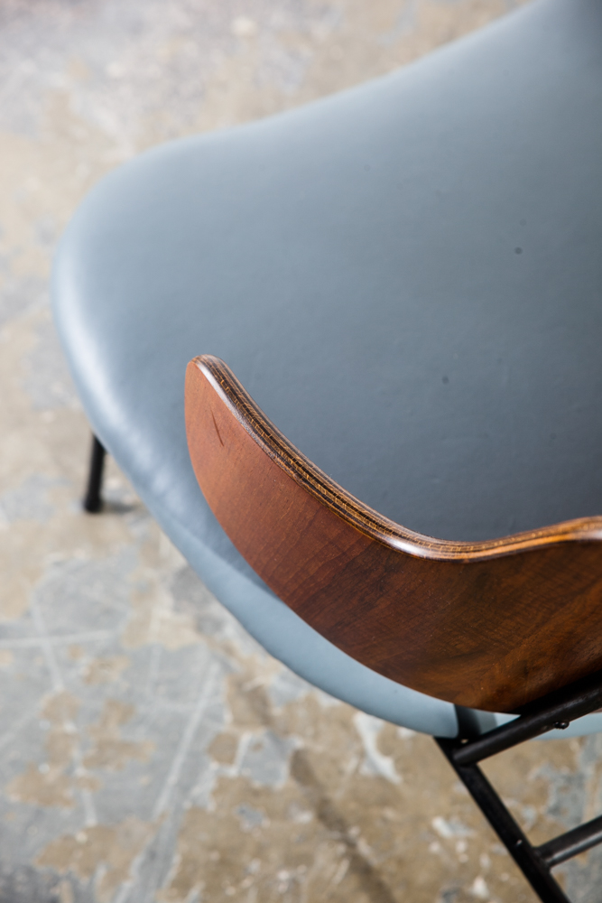 Mid Century Danish Modern Lounge Chair Penguin Ib Kofod Larsen Walnut Wood Gray Leather Dark Denmark Vintage - Image 7