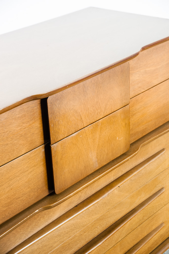 Mid Century Modern Dresser Highboy United Furniture Corporation Tallboy Danish Vintage Martinsville NM Lane Drexel - Image 7