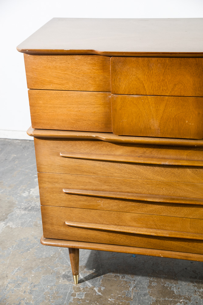 Mid Century Modern Dresser Highboy United Furniture Corporation Tallboy Danish Vintage Martinsville NM Lane Drexel - Image 5