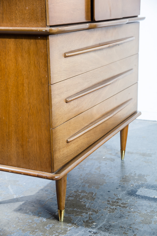 Mid Century Modern Dresser Highboy United Furniture Corporation Tallboy Danish Vintage Martinsville NM Lane Drexel - Image 4