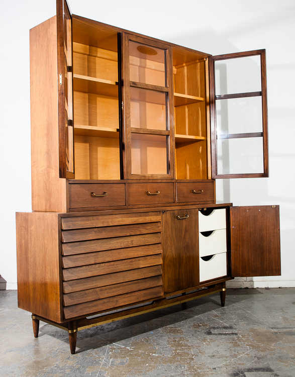 Mid Century Modern Credenza China Cabinet American Martinsville Vintage Mcm Dania Display Hutch - Image 2