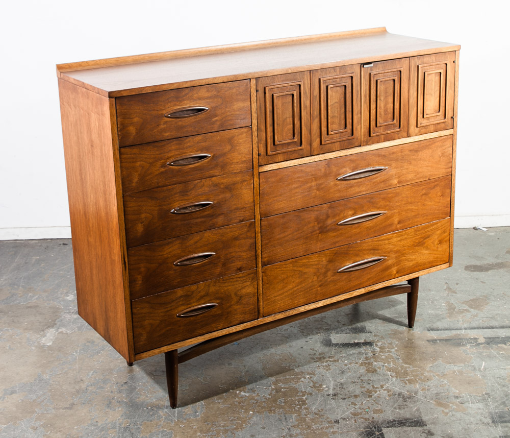 Mid Century Modern Dresser Gentlemans Chest Drawers Broyhill Sculptra Magna Mcm Brasilia Restored Vintage Danish - Image 2