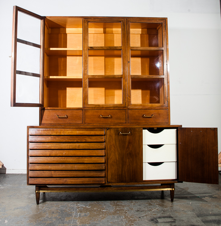 Mid Century Modern Credenza China Cabinet American Martinsville Vintage Mcm Dania Display Hutch - Image 4