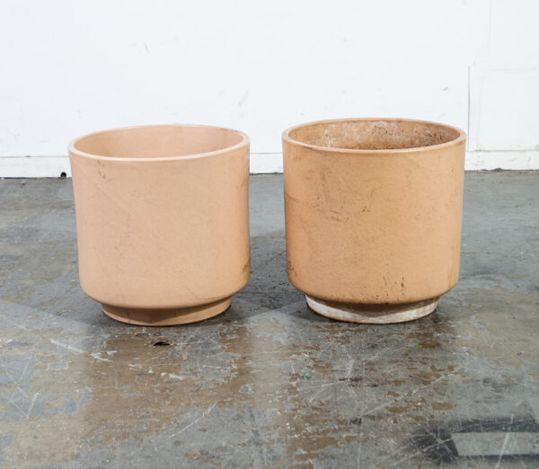 Mid Century Modern Planter Set Gainey Pair Two Pot Tan Large California Ceramic Brown Studio Pottery Architectural Pottery