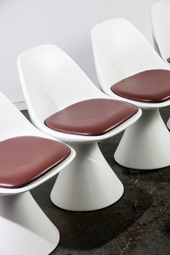 Mid Century Modern Dining Table Set of 4 Hollen Inc Space Age Panton Vintage Chair White Tulip Saarinen Restored - Image 6