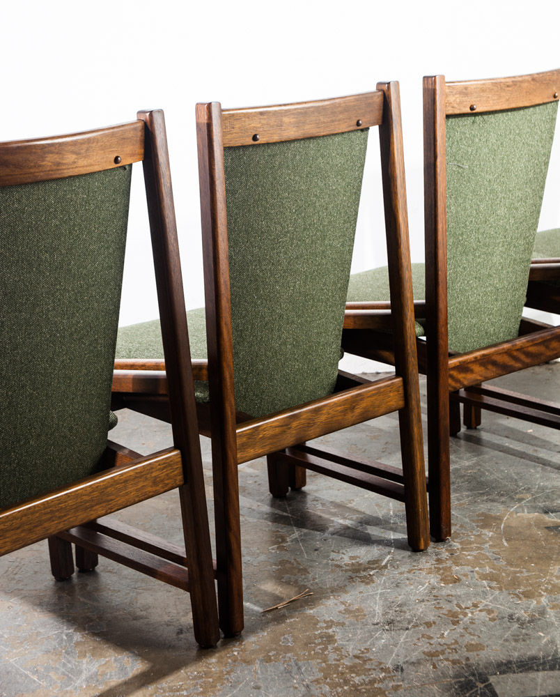 Mid Century Modern Dining Chairs Set of 6 Kosuga Japanese Danish Vintage Green Tweed High Back Tokyo Design Six - Image 5