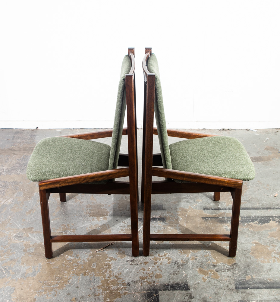 Mid Century Modern Dining Chairs Set of 6 Kosuga Japanese Danish Vintage Green Tweed High Back Tokyo Design Six - Image 12