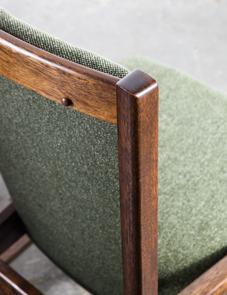 Mid Century Modern Dining Chairs Set of 6 Kosuga Japanese Danish Vintage Green Tweed High Back Tokyo Design Six - Image 14