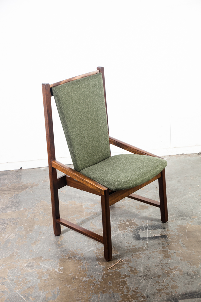 Mid Century Modern Dining Chairs Set of 6 Kosuga Japanese Danish Vintage Green Tweed High Back Tokyo Design Six - Image 8