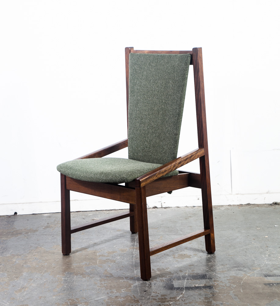 Mid Century Modern Dining Chairs Set of 6 Kosuga Japanese Danish Vintage Green Tweed High Back Tokyo Design Six - Image 9