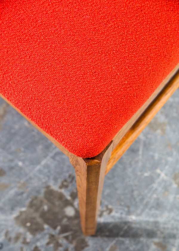 Mid Century Modern Dining Chairs Set 4 Rosewood BF Huntsley Orange Vintage Side Horned Walnut Reupholstered Camira - Image 7