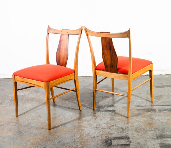 Mid Century Modern Dining Chairs Set 4 Rosewood BF Huntsley Orange Vintage Side Horned Walnut Reupholstered Camira - Image 13