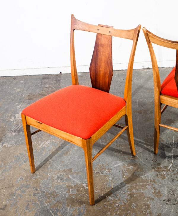 Mid Century Modern Dining Chairs Set 4 Rosewood BF Huntsley Orange Vintage Side Horned Walnut Reupholstered Camira - Image 14