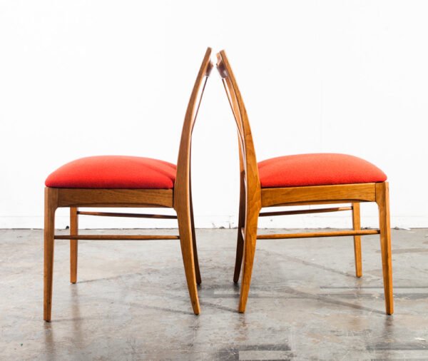 Mid Century Modern Dining Chairs Set 4 Rosewood BF Huntsley Orange Vintage Side Horned Walnut Reupholstered Camira - Image 15