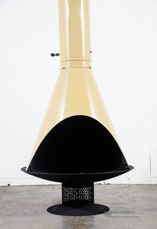 Mid Century Modern Fireplace Avocado Green Fire Pit Indoor Outdoor Vintage Metal Preway Malm Floating Yellow Danish - Image 9