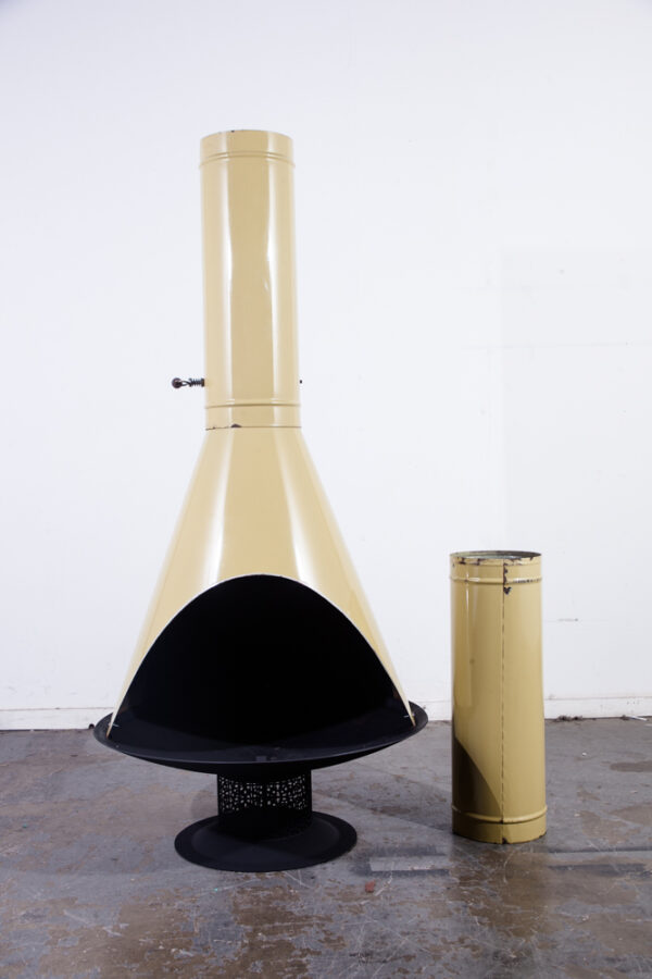 Mid Century Modern Fireplace Avocado Green Fire Pit Indoor Outdoor Vintage Metal Preway Malm Floating Yellow Danish - Image 12