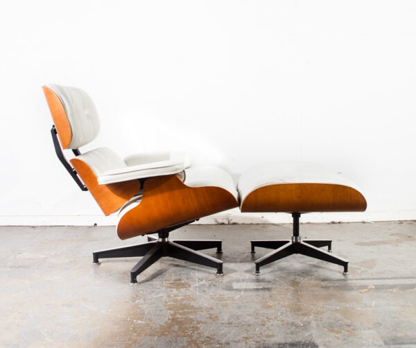 Mid Century Modern Lounge Chair Eames Herman Miller White 670 671 Authentic Mcm Leather Vintage Ottoman - Image 4