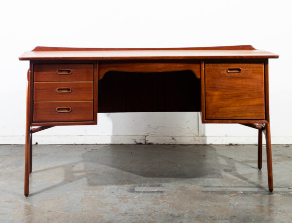 Mid Century Danish Modern Desk Svend Madsen Executive SH 180 Teak Bookshelf Mcm Scandanavian Vintage Denmark Book Shelf - Image 3