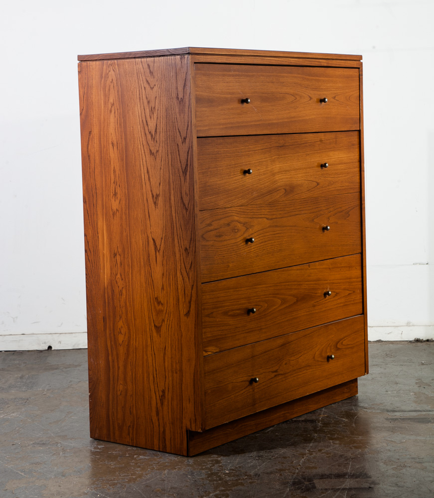 Mid Century Modern Dresser Higboy Set Paul Mccobb Woodland of California Solid Walnut Vintage Mcm Tall Tallboy Pair Two - Image 3