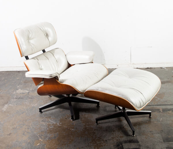 Mid Century Modern Lounge Chair Eames Herman Miller White 670 671 Authentic Mcm Leather Vintage Ottoman