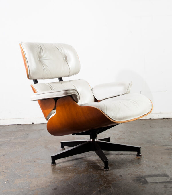 Mid Century Modern Lounge Chair Eames Herman Miller White 670 671 Authentic Mcm Leather Vintage Ottoman - Image 2