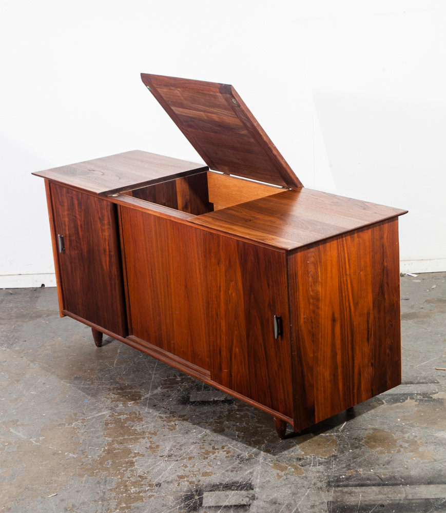 Mid Century Modern Credenza Stereo Console Cabinet Audio Ace Hi Prelude Vintage Danish Hifi Solid Wood Walnut - Image 3