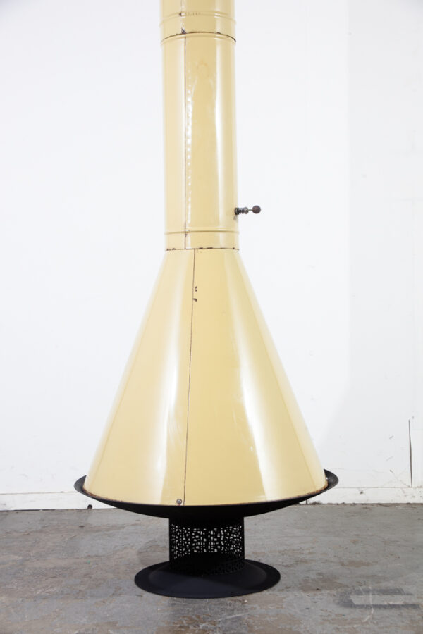 Mid Century Modern Fireplace Avocado Green Fire Pit Indoor Outdoor Vintage Metal Preway Malm Floating Yellow Danish - Image 3