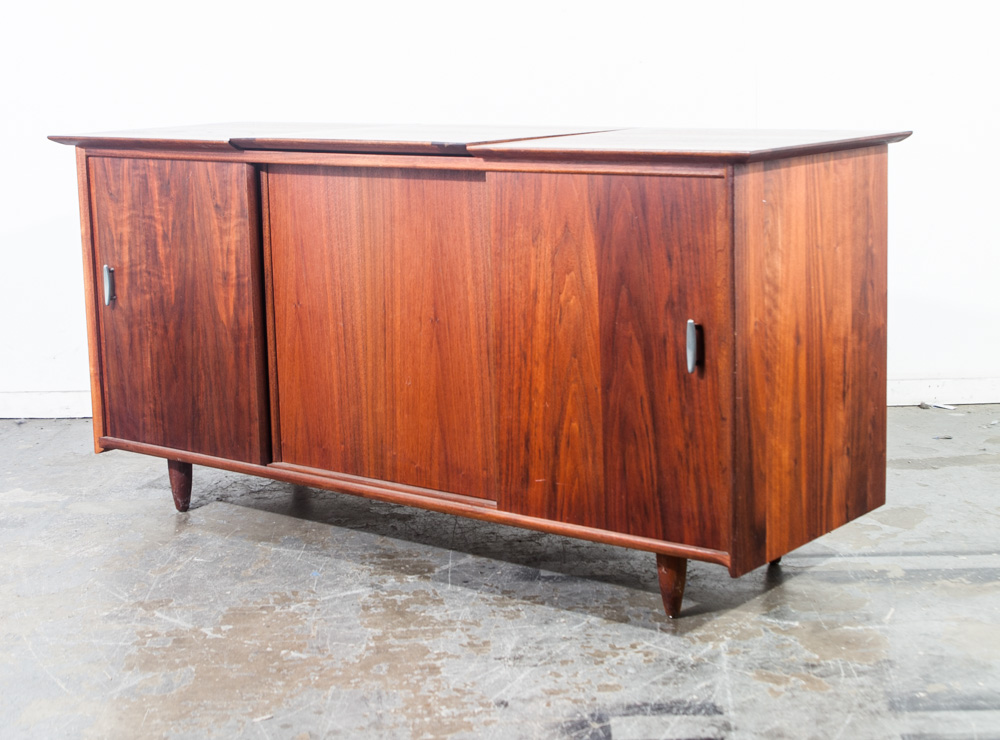 Mid Century Modern Credenza Stereo Console Cabinet Audio Ace Hi Prelude Vintage Danish Hifi Solid Wood Walnut - Image 2