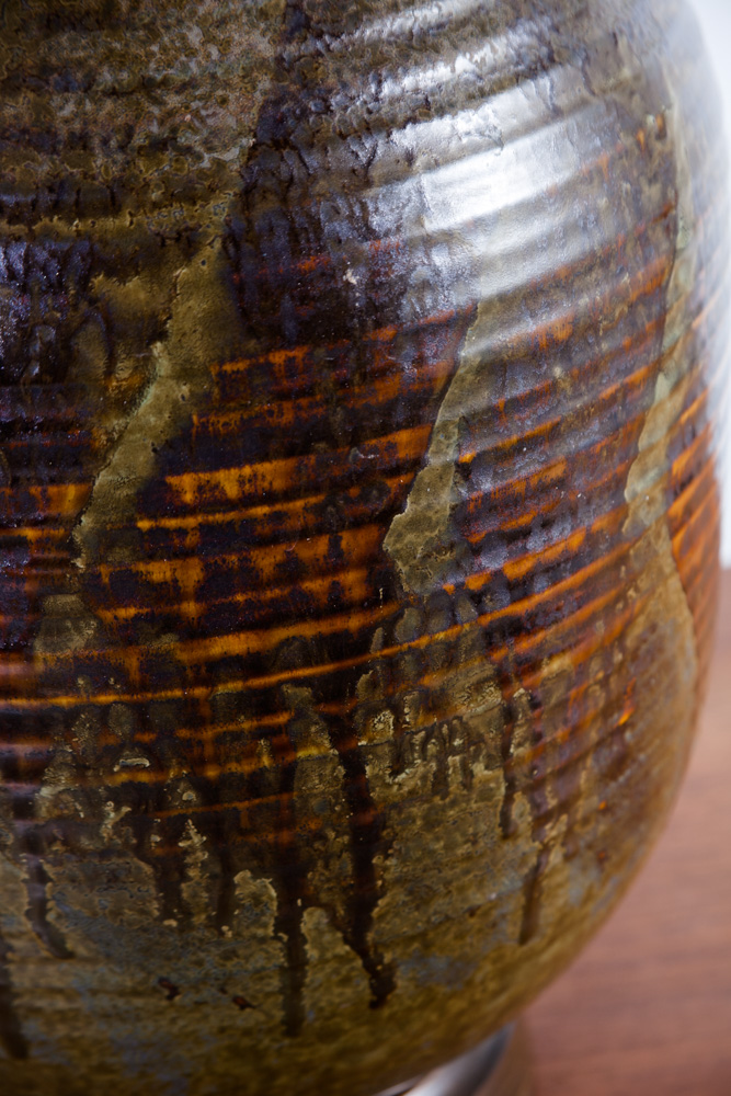 Mid Century Modern Table Lamp Set Pair Sy Allen California Green Orange Ceramic Floor Light Lighting Two Black Large - Image 9