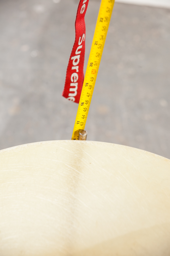 Mid Century Modern Planter Kimball Bullet Round Atomic Plant Stand Cream White Egg shell Metal Indoor Outdoor - Image 6