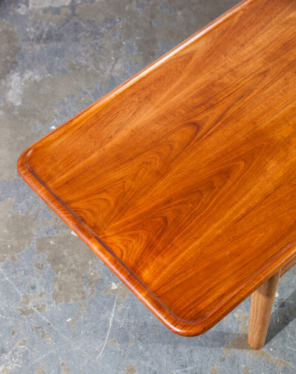 Mid Century Danish Modern Coffee Table Hans Wegner Adreas Tuck AT-10 Solid Teak Magazine Rack  Cane Oak Large Surfboard - Image 6