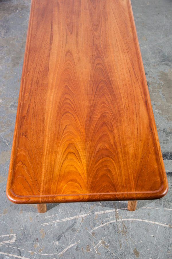 Mid Century Danish Modern Coffee Table Hans Wegner Adreas Tuck AT-10 Solid Teak Magazine Rack  Cane Oak Large Surfboard - Image 10