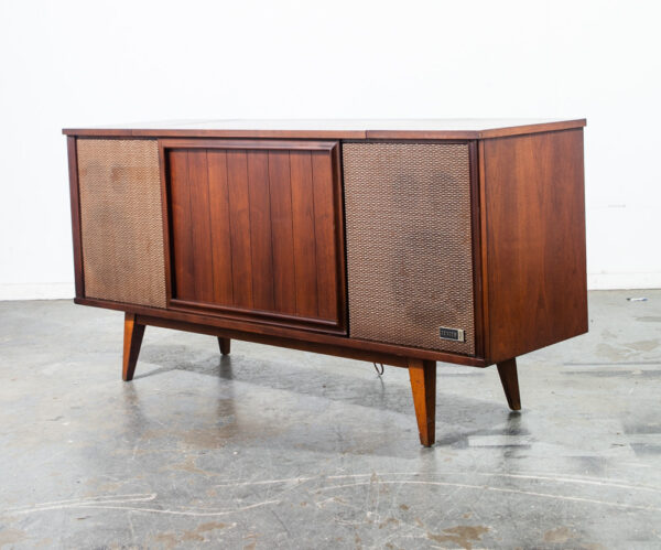 Mid Century Modern Stereo Console Record Player Hifi Radio Zenith Restored Mcm Serviced Restored Hifi Tube Amplifier Walnut - Image 2