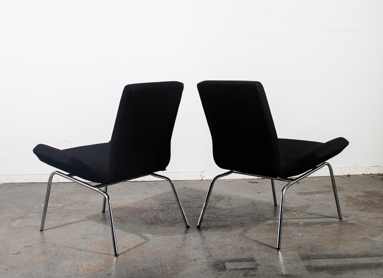 Mid Century Modern Lounge Chairs Black Swedish CBI Björn Dahlström Pair Two Black Metal - Image 3