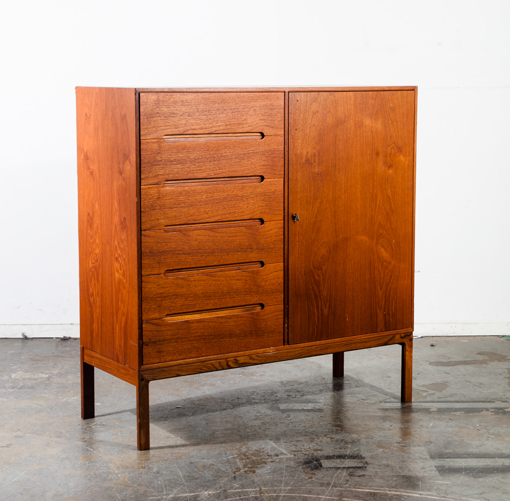 Mid Century Danish Modern Dresser Highboy Tall Arne Wahl Iversen VM Teak Denmark