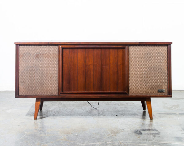 Mid Century Modern Stereo Console Record Player Hifi Radio Zenith Restored Mcm Serviced Restored Hifi Tube Amplifier Walnut - Image 3