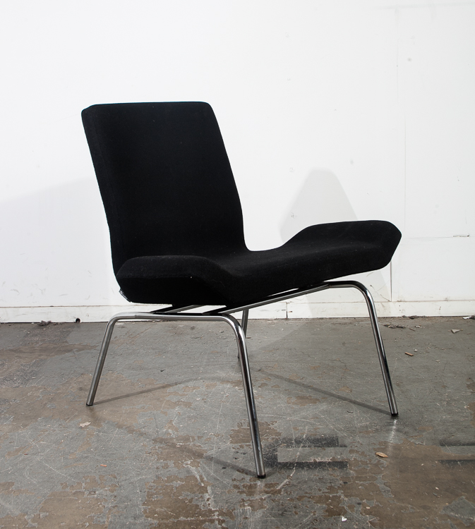 Mid Century Modern Lounge Chairs Black Swedish CBI Björn Dahlström Pair Two Black Metal - Image 7