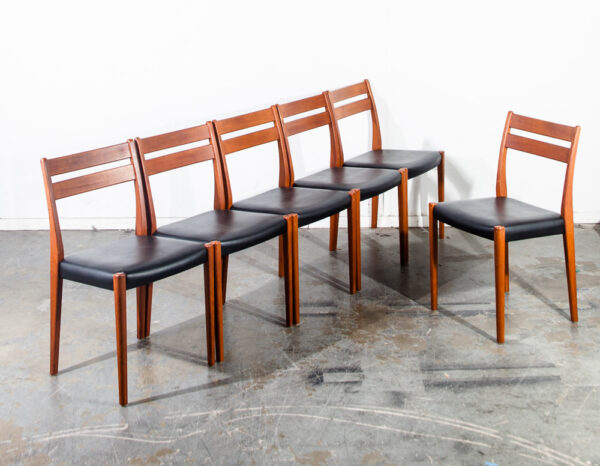Mid Century Danish Modern Dining Chairs Set 6 Solid Teak Svegards Sweden Black Swedish Denmark Wood Round Back - Image 2