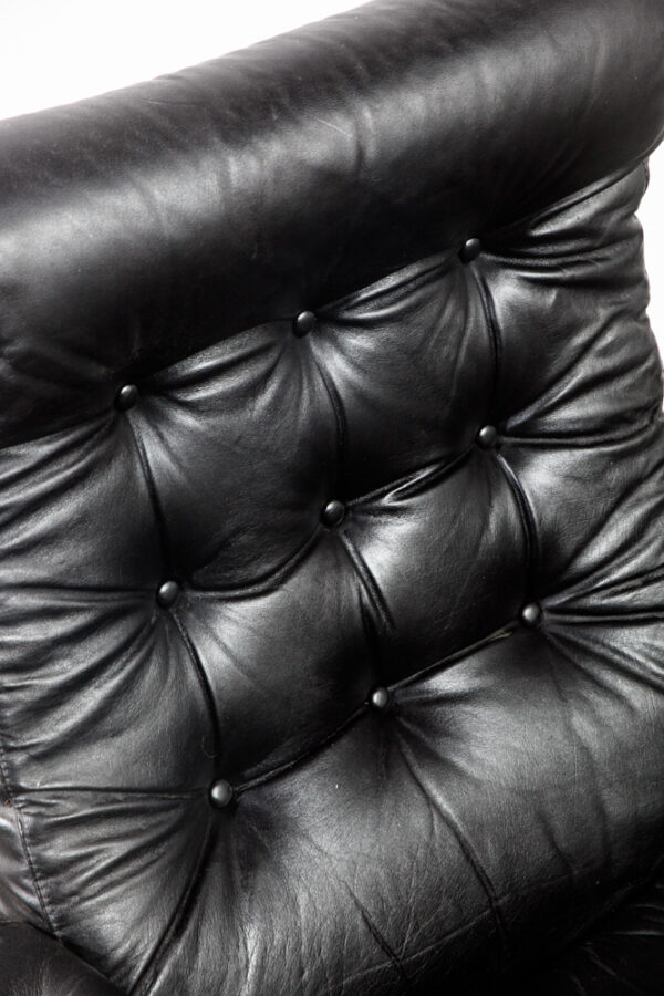 Mid Century Modern Lounge Chair Black Leather Ekornes Recliner Norway Stressless Swivel Armchair Arm Danish Modern Baughman - Image 6