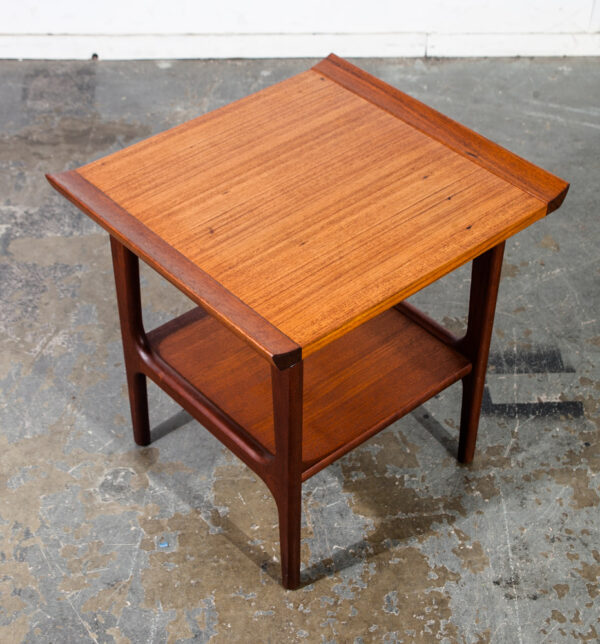 Mid Century Danish Modern Side Table End Nightstand Solid Teak Japanese Japan Square Cube Restored Refinished Denmark Sculpted Wood - Image 3
