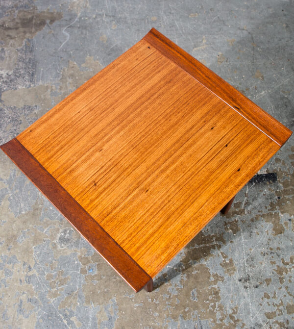 Mid Century Danish Modern Side Table End Nightstand Solid Teak Japanese Japan Square Cube Restored Refinished Denmark Sculpted Wood - Image 4
